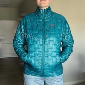 Patagonia Micro Puff Jacket Elwah Blue Teal Large Windproof Water Resistant L